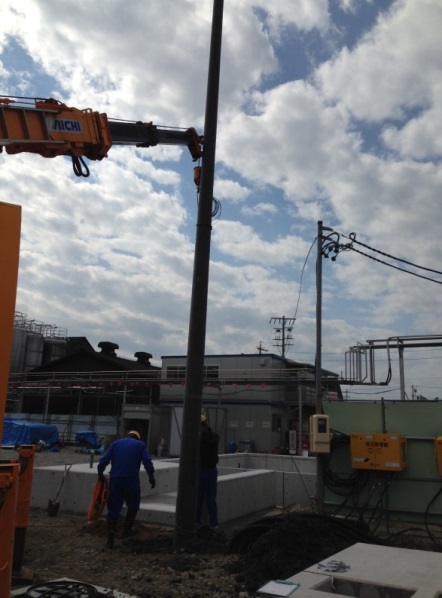 高圧引込柱　建柱																	 																	 																	 																	